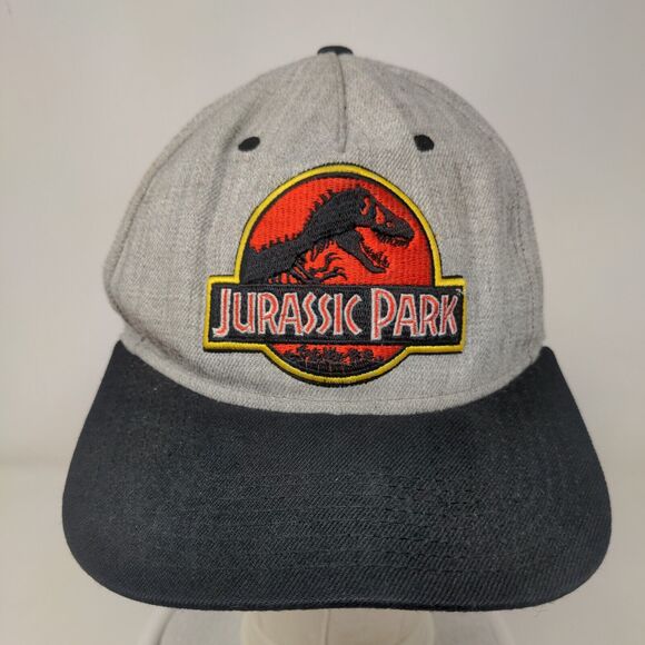Jurassic Park Snapback Hat Gray One Size Embroidered Colorblock - Picture 2 of 8